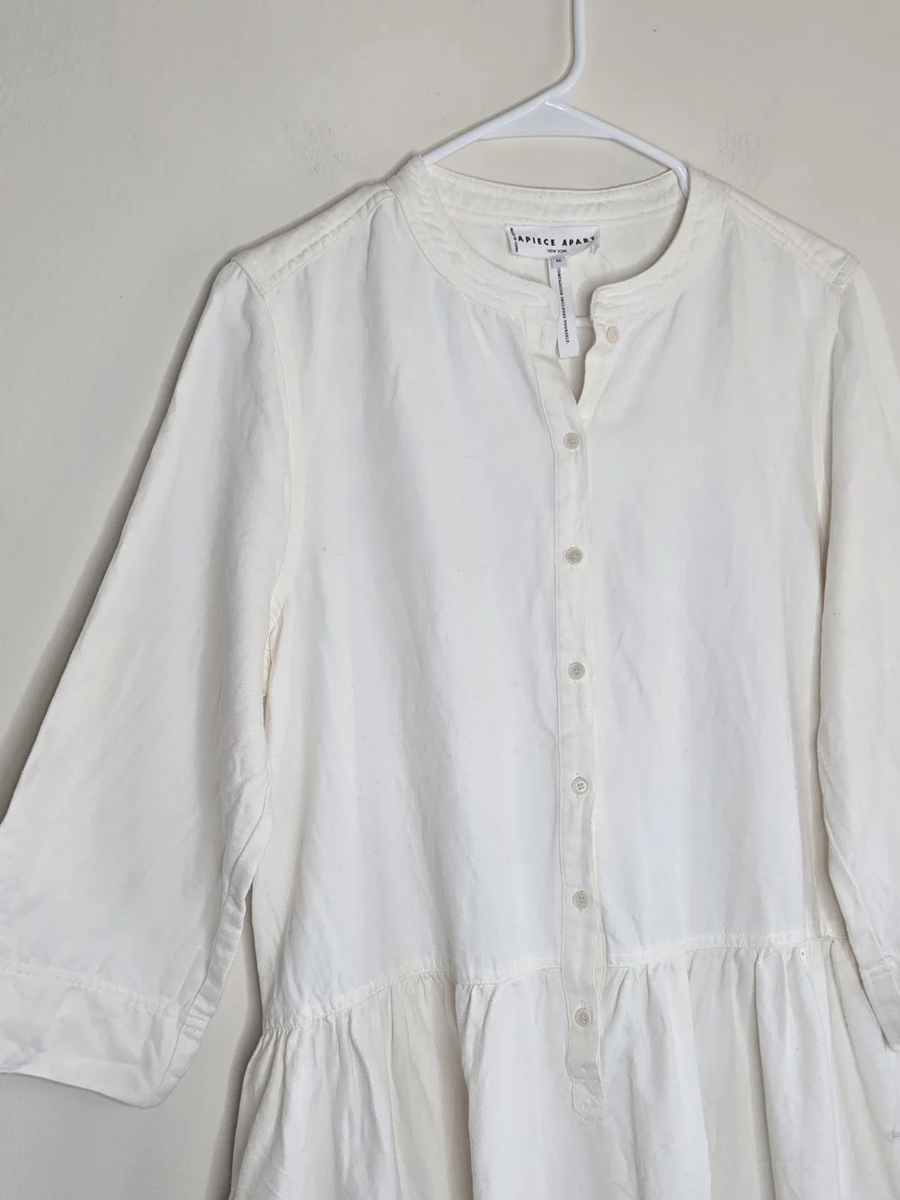 Apiece Apart White Tiered Cotton Dress Minimalist Boho Summer Casual